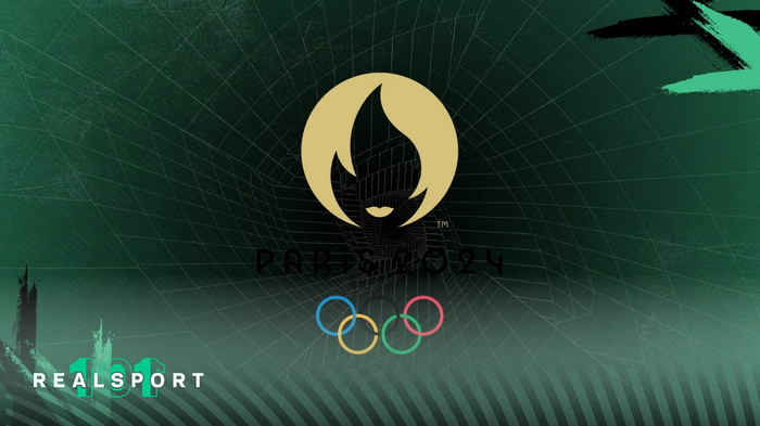 Paris 2024 Olympics logo with green background