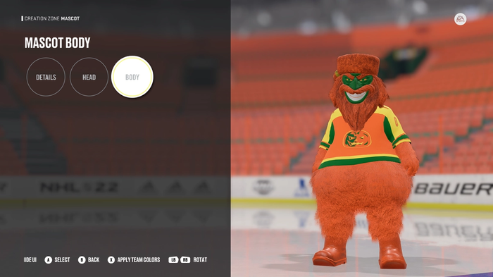 NHL 22 mascot creator