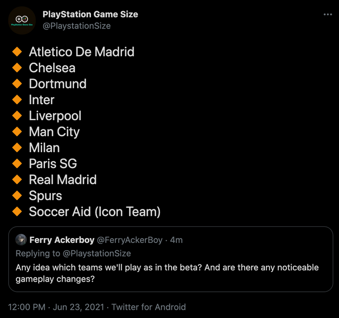 fifa 22 beta teams twitter