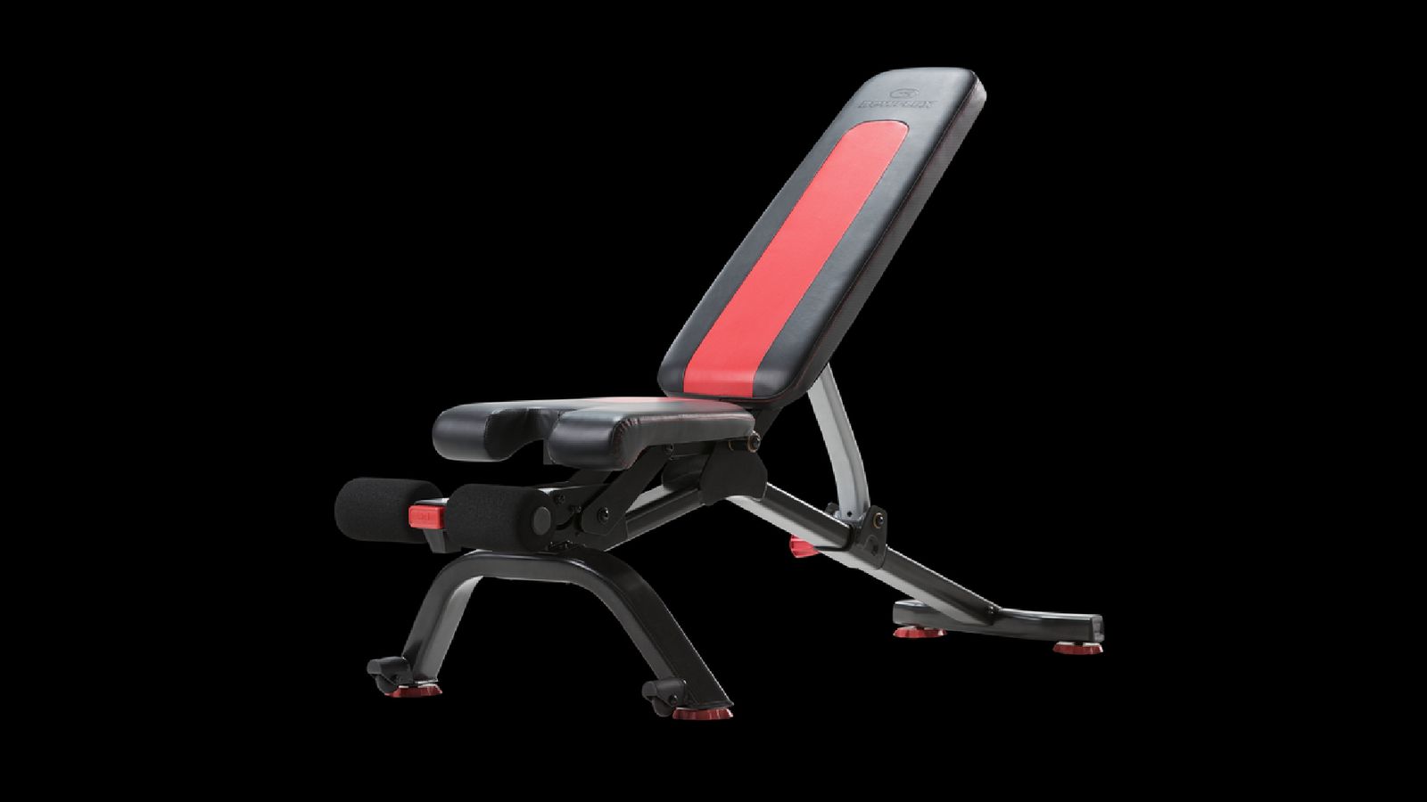 Bowflex 5.1s product image of a black and red bench.