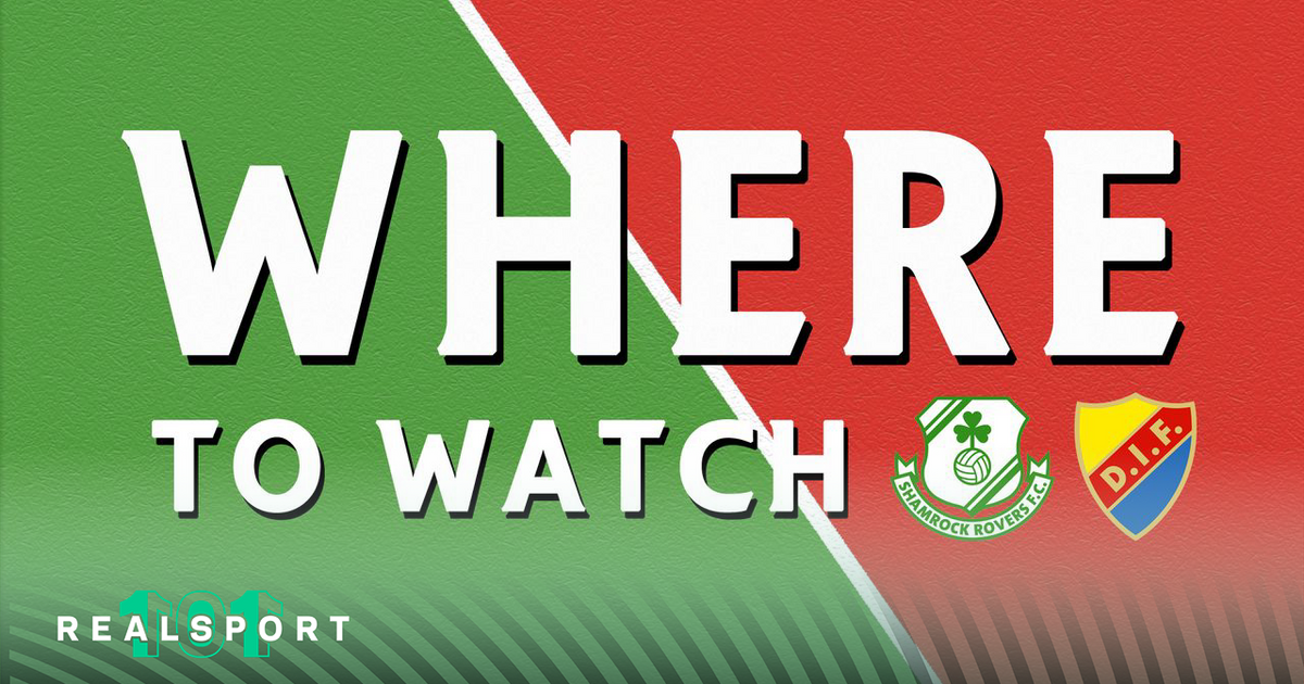 Shamrock Rovers and Djurgarden badges with where to watch text