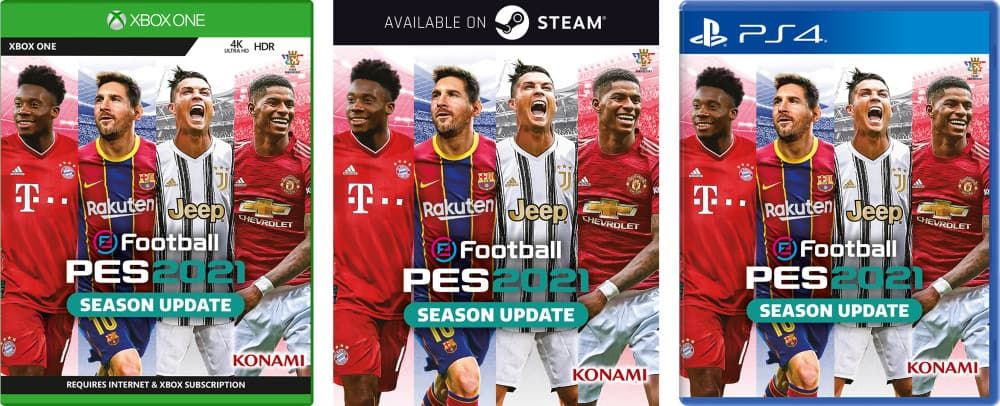 POSTER BOYS - Alphonso Davies, Lionel Messi, Cristiano Ronaldo and Marcus Rashford graced the cover of PES 2021