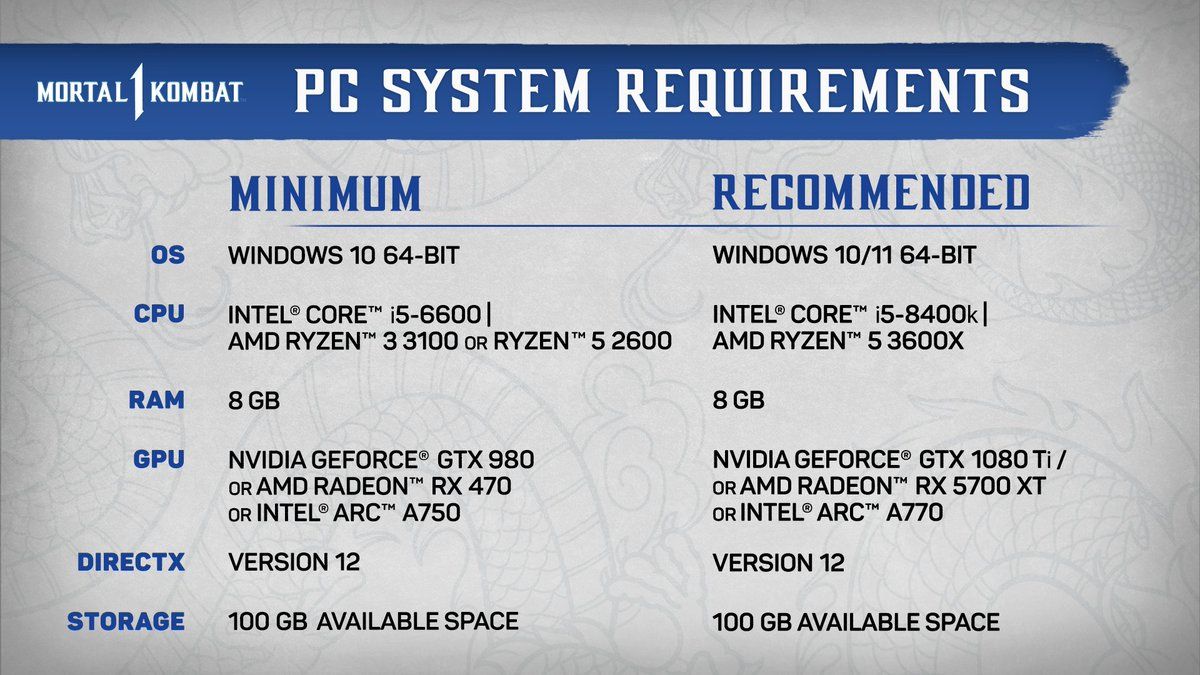 MK1 system requirements
