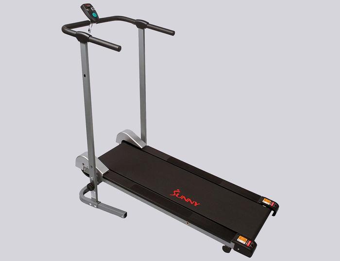 Best treadmill under 500 product image of a black and silver manual treadmill.