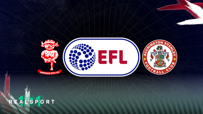 Lincoln and Accrington Stanley badge with EFL Trophy logo