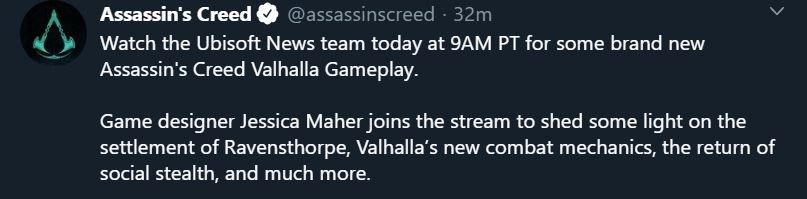 assassins creed live gameplay tweet