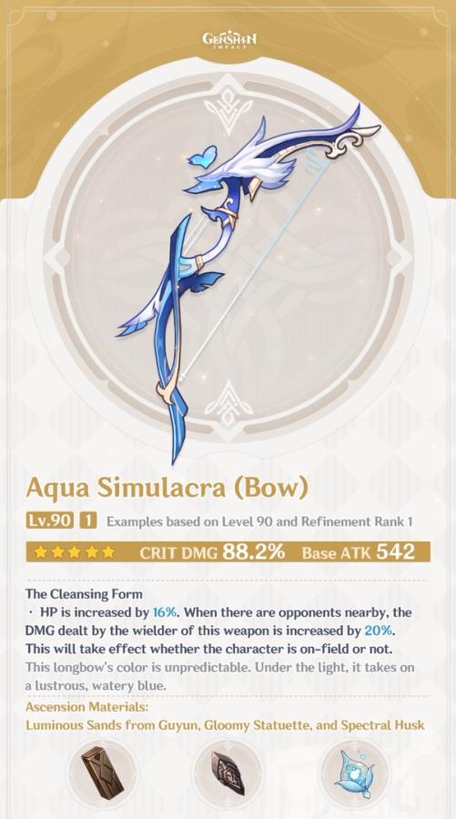 Awua Simulacra, a new weapon in Genshin Impact 2.7