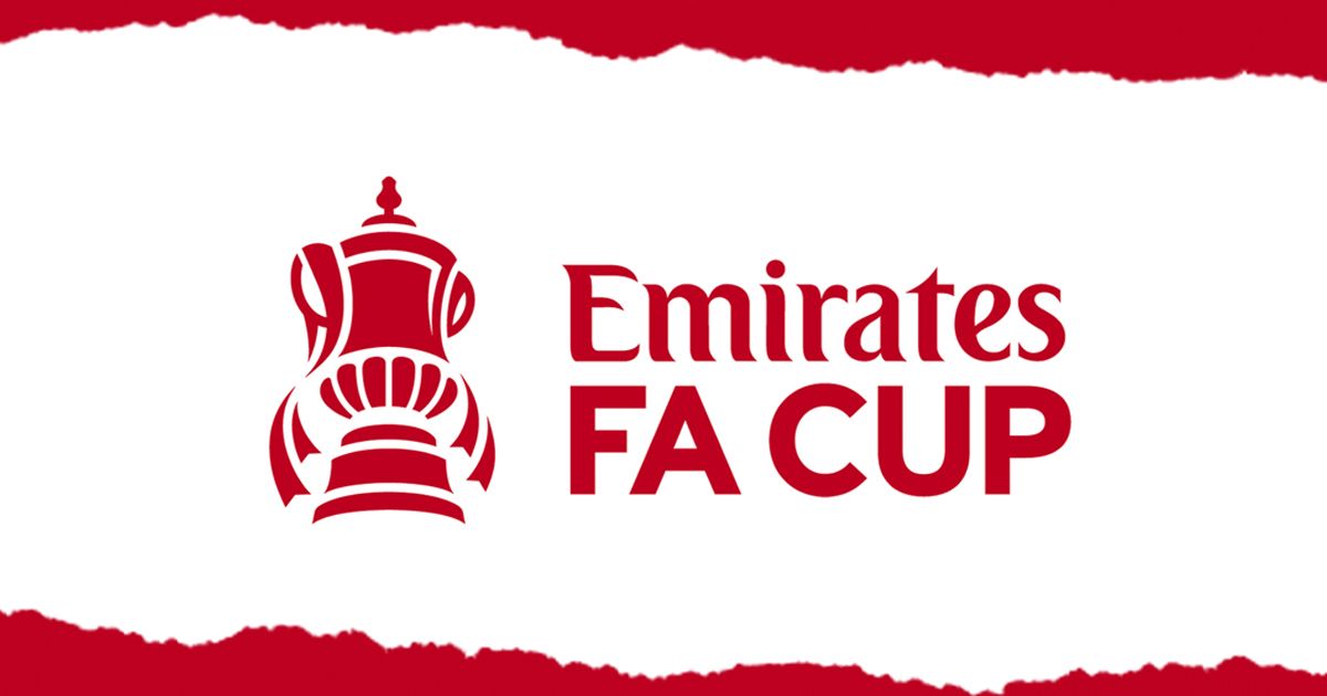 Emirates FA Cup logo with red and white background