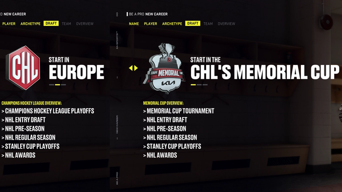 NHL 22 Pick your team Be A Pro Draft CHL Europe
