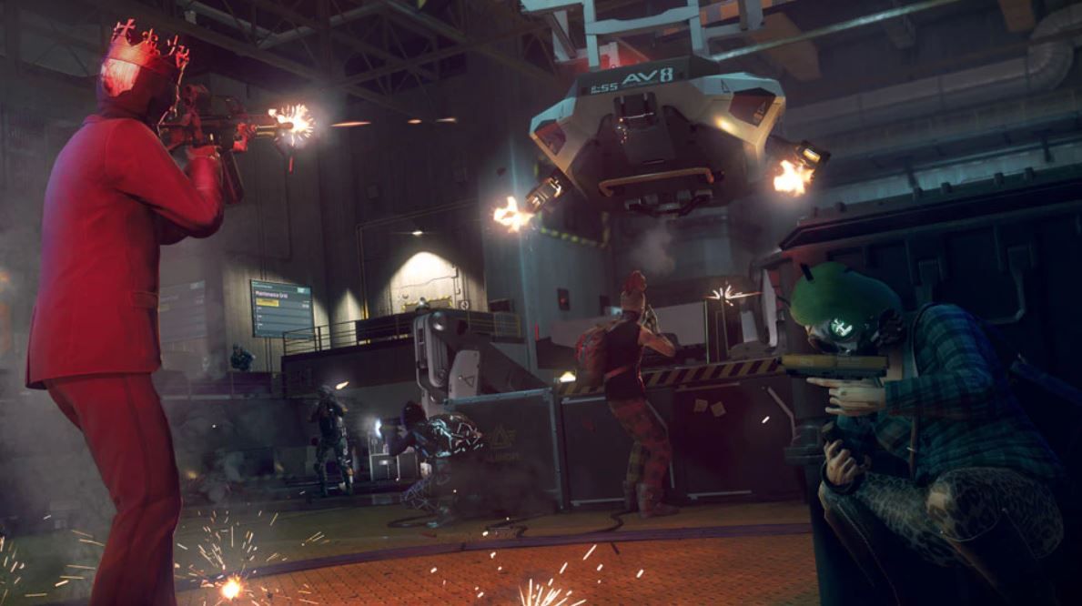 Watch Dogs Legion Multiplayer co-op red suit king shooting