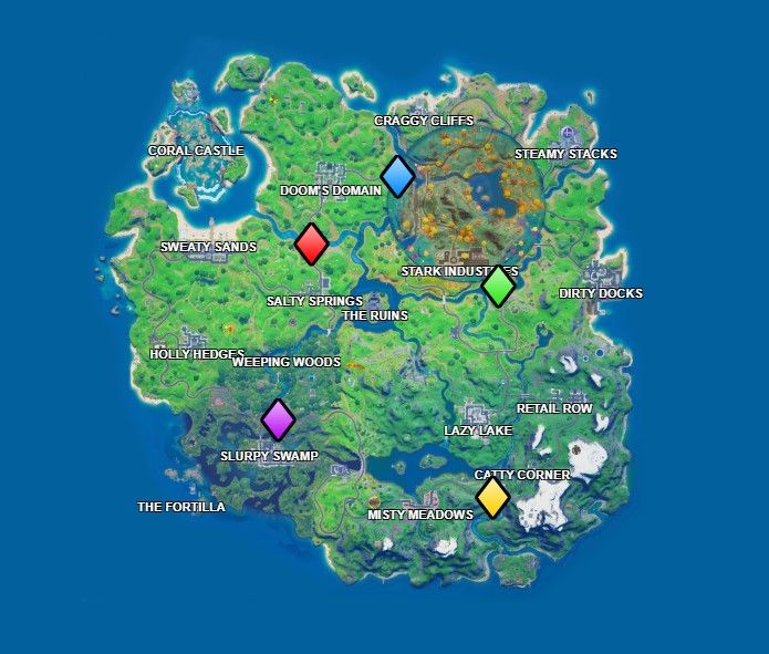 Fortnite Chapter 2 Colored Bridges Locations