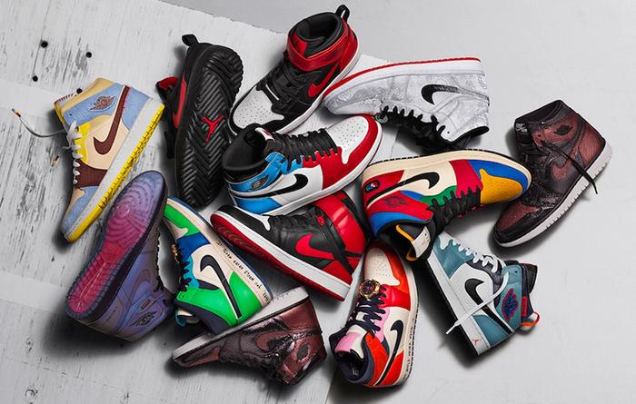 Best sneaker brand Jordan product image of the Fearless One collection of Jordan 1s.