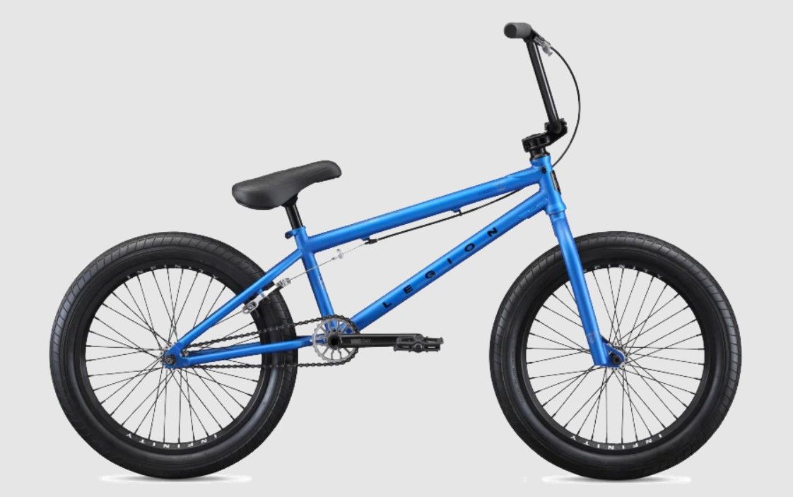 Mongoose Legion L100 product image of a blue framed bike.