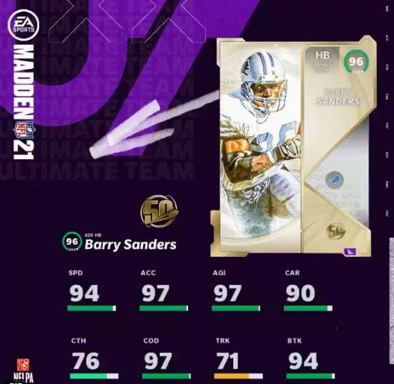 Madden 21 The 50 MUT 21 Barry Sanders