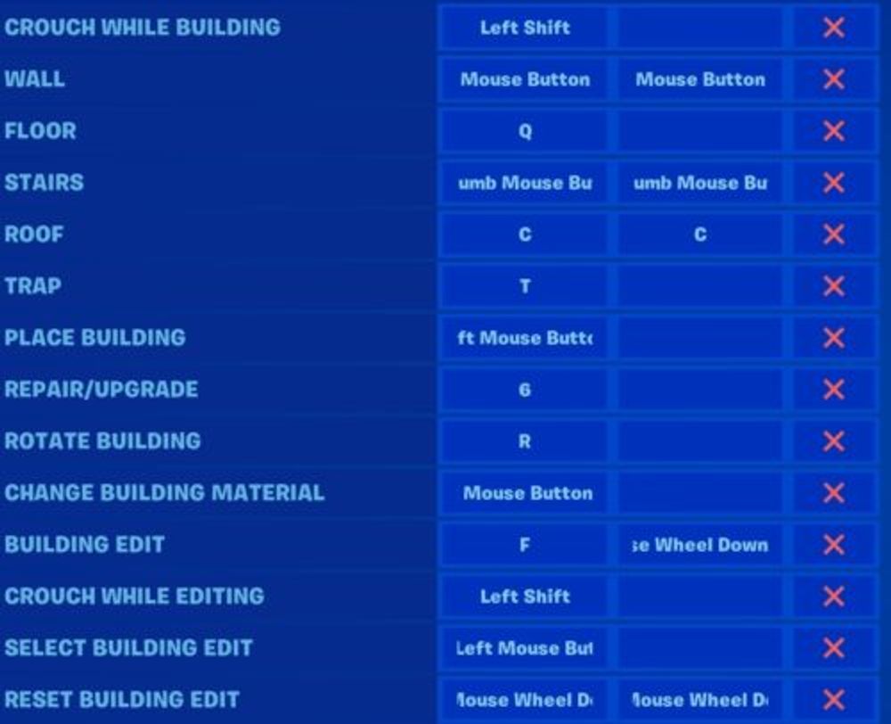 Fortnite Best Keybinds for Chapter 2 Season 3 Building, Editing, and