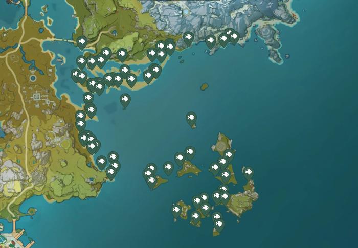 Map with the location of Starconch in Genshin Impact