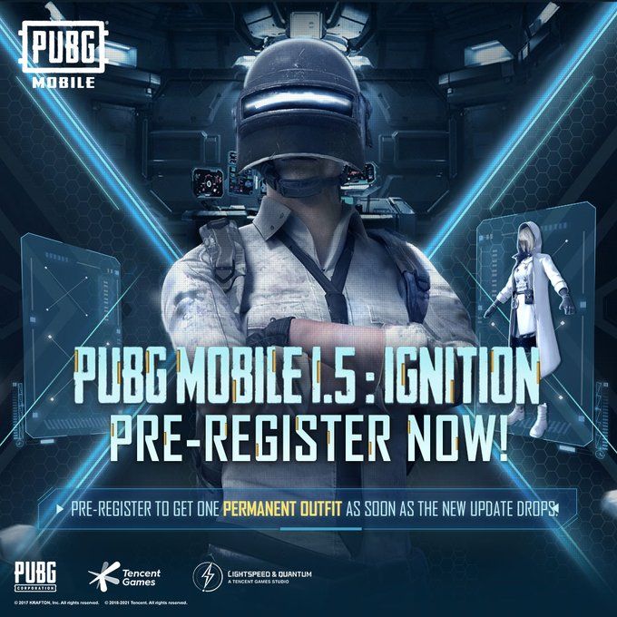 A poster for the PUBG Mobile 1.5 pre registering event was posted on the game's Twitter site