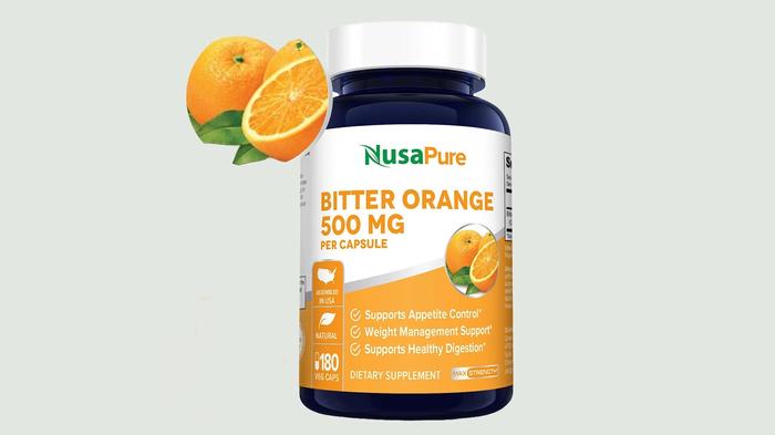 Best bitter orange supplement NusaPure product image of a black and white container with orange labelling.