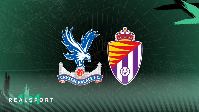 Crystal Palace and Real Valladolid badges with green background