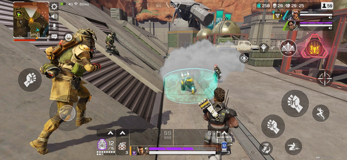 A team of Apex Legends Mobile players in combat.