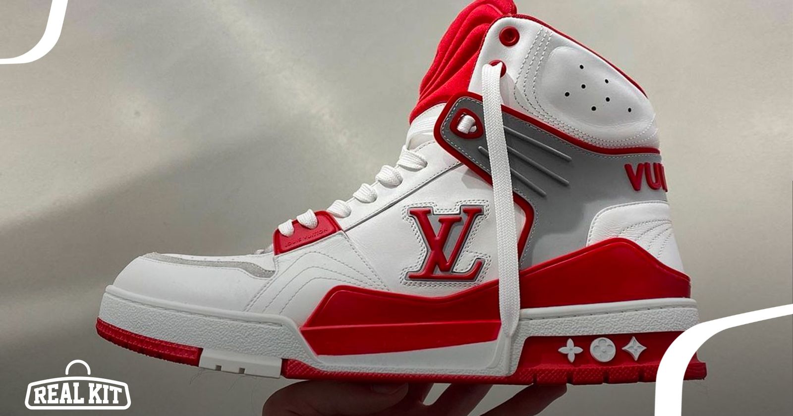 vuitton sneakers red and white