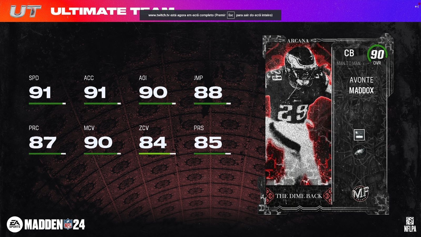 Madden 24 Most Feared Avonte Maddox card