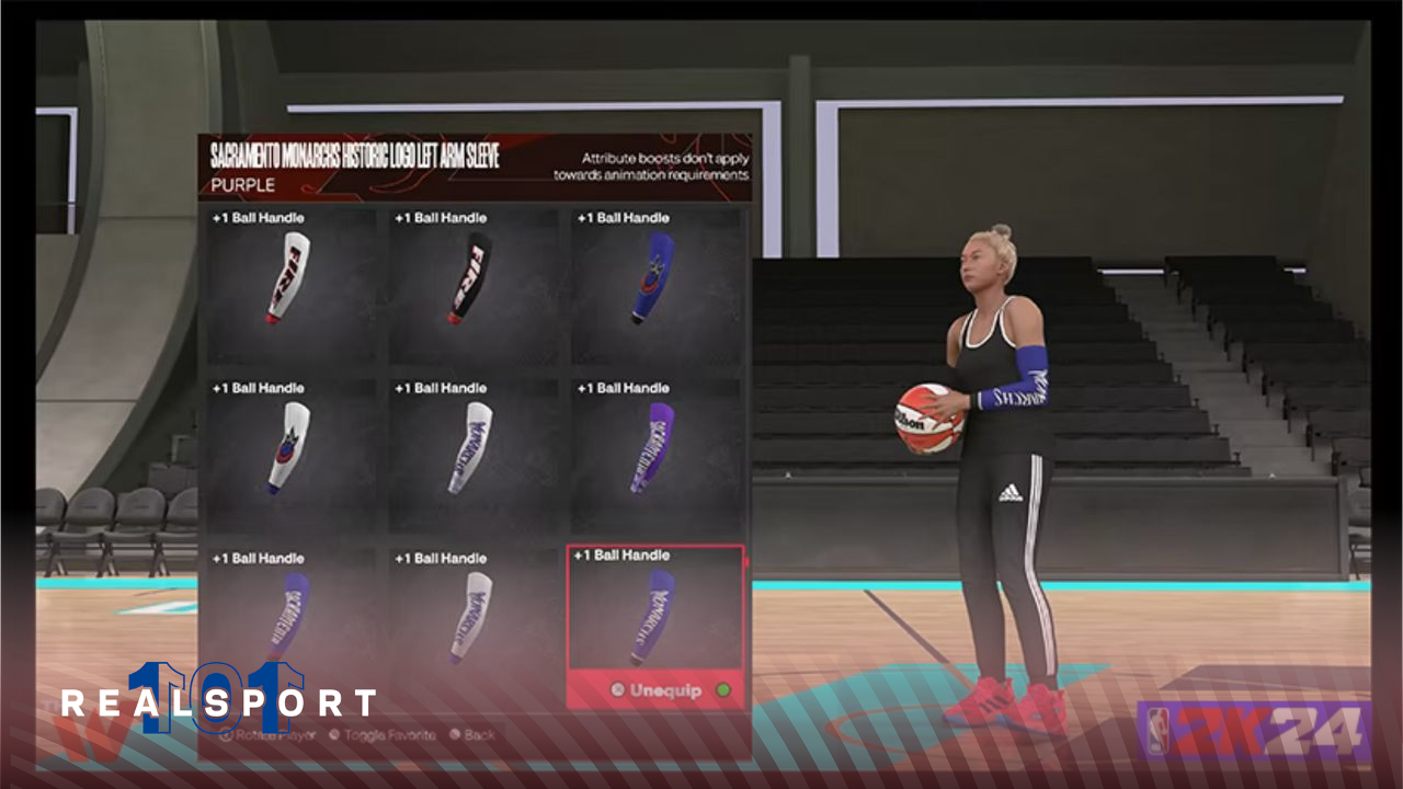 NBA 2K24 - advanced player customization featuring arm sleeve selection