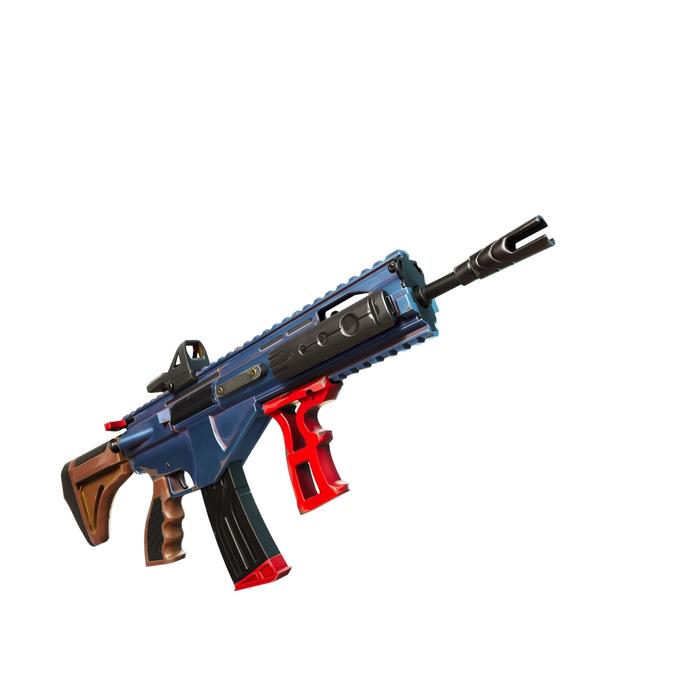 fortnite mk-seven assault rifle with red dot sight.