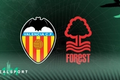 Valencia and Nottingham Forest badges with green background
