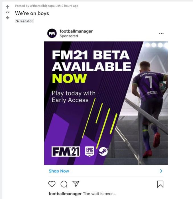 FM21 beta now out reddit instagram
