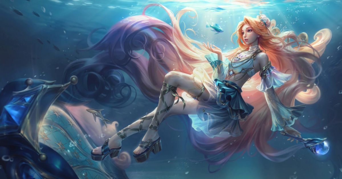 LoL Prestige Ocean Song Seraphine splash art.