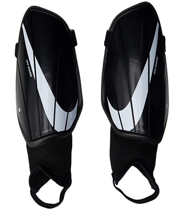 Best shin pads Nike product image of a pair of black shin pads with white Nike ticks