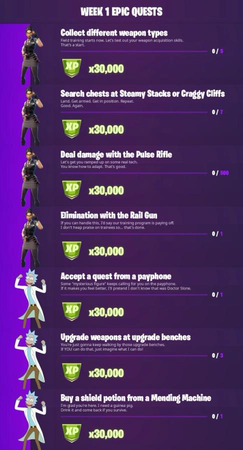 Updated Fortnite Season 7 Week 1 Challenge Guide How To Complete All Epic And Legendary Quests