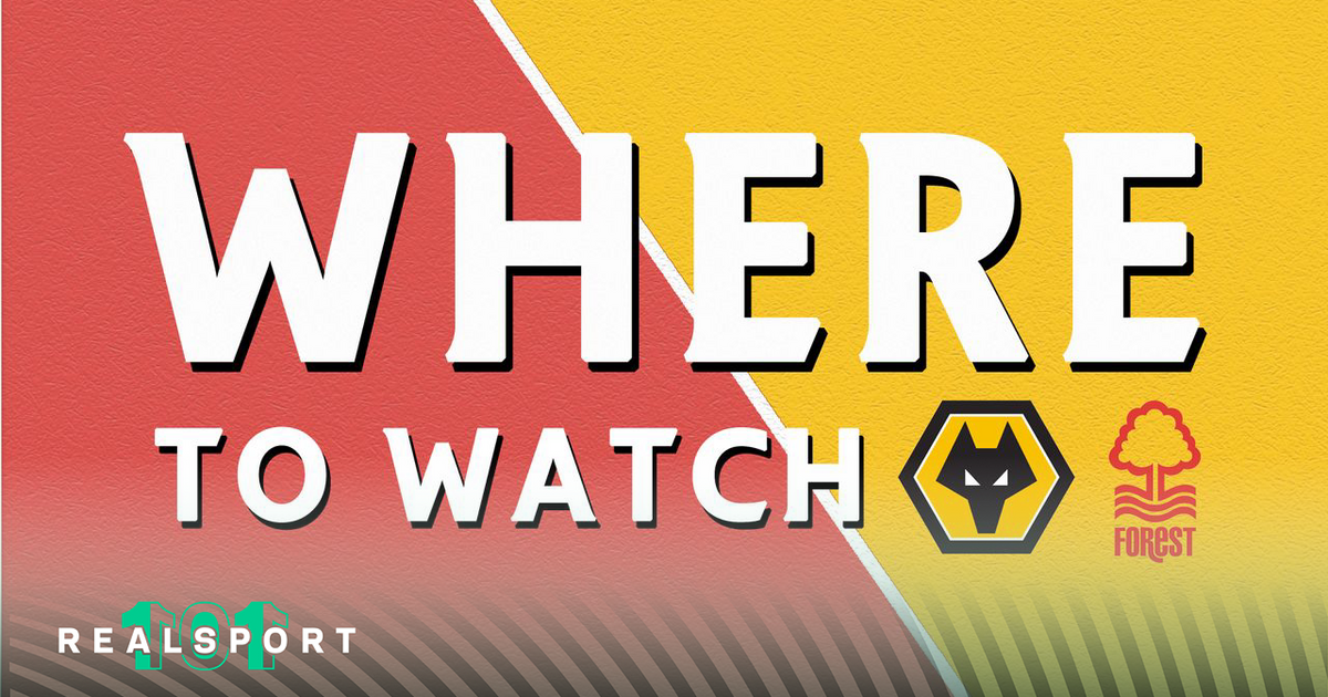 Wolves and Nottingham Forest badges with where to watch text