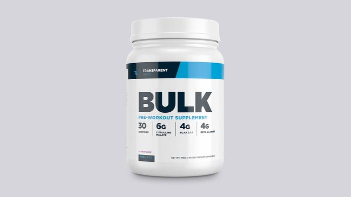 Best pre-workout Transparent Labs product image of a white container with dark and light blue labeling