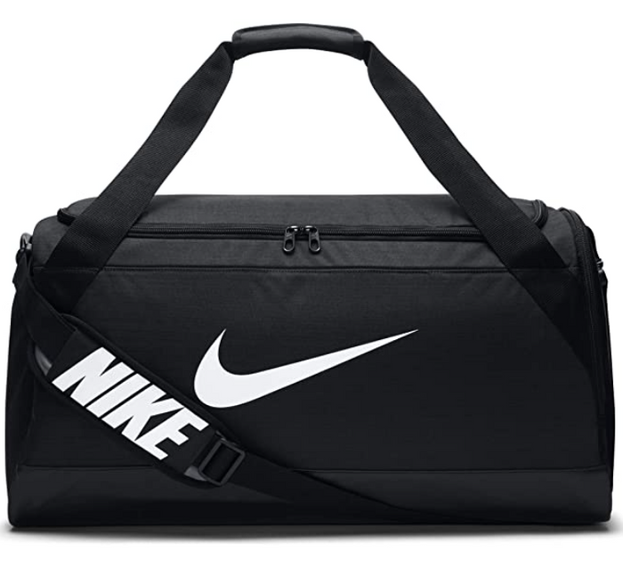 Best gym bag Nike product image of a black bag with a white nike tick and branding