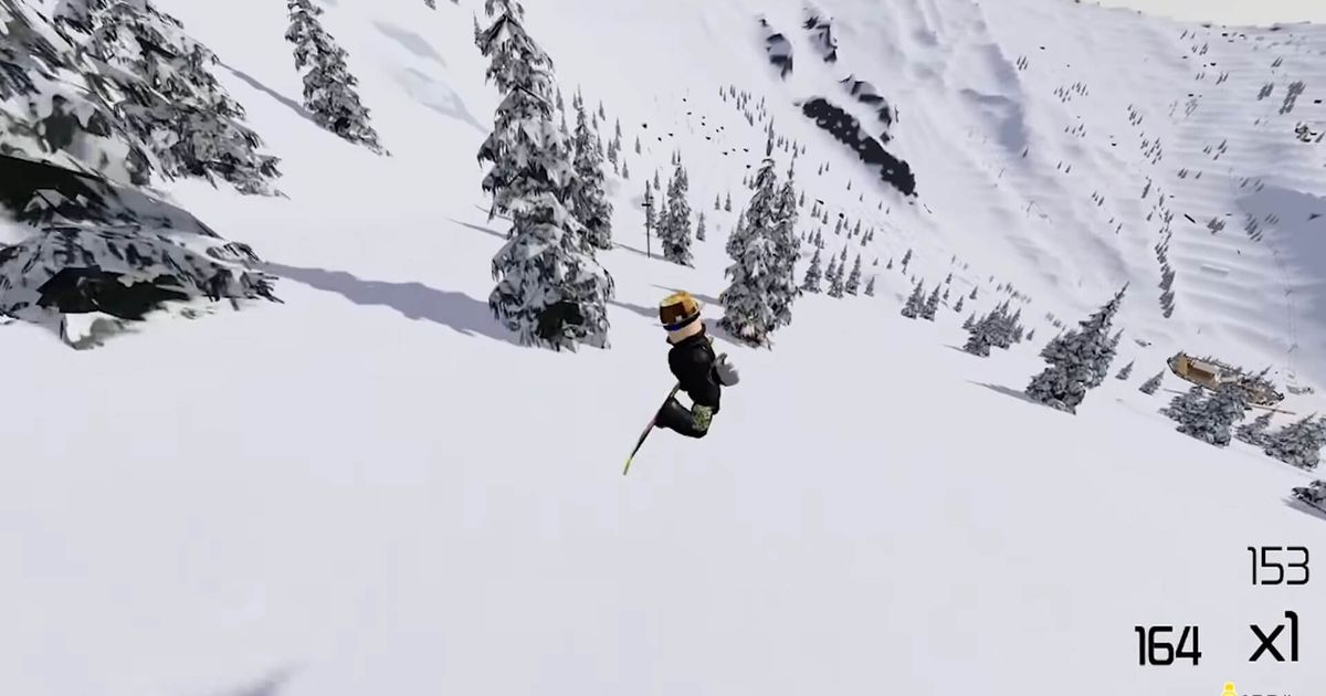 Roblox character jumping in air while snowboarding