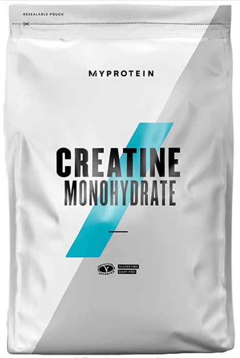 Best creatine supplement MyProtein product image of a white bag of creatine with a blue strike diagonally across the middle