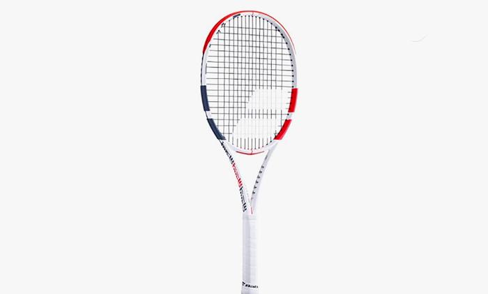 Best tennis racquet Babolat product image of a red, white, and blue racquet.