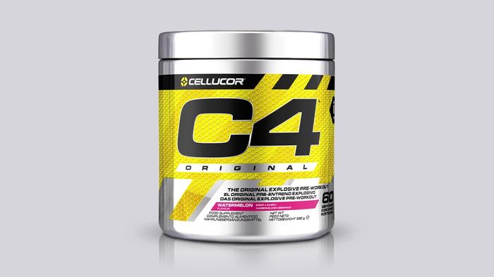 Best pre-workout Cellucor product image of a silvery container with yellow and black labeling