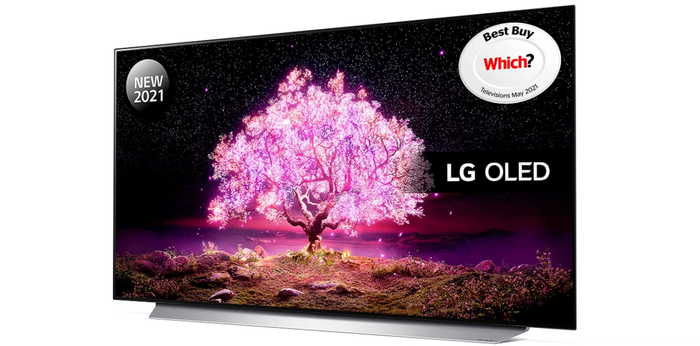 Everything you need for Call of Duty Vanguard LG product image of a TV with a pink lit up tree on its display.