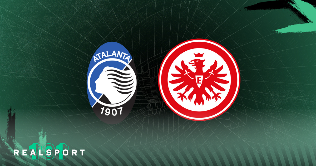 Atalanta and Eintracht Frankfurt badges with green background