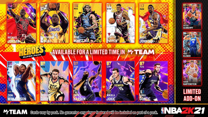 Nba 2k21 Myteam Hero Super Packs Live For A Limited Time With Mj Zion More
