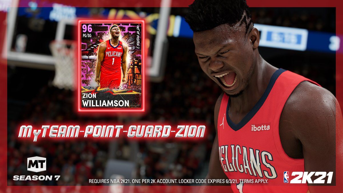 NBA 2K21 Locker Code Zion Williamson Cover Star Free MyTEAM