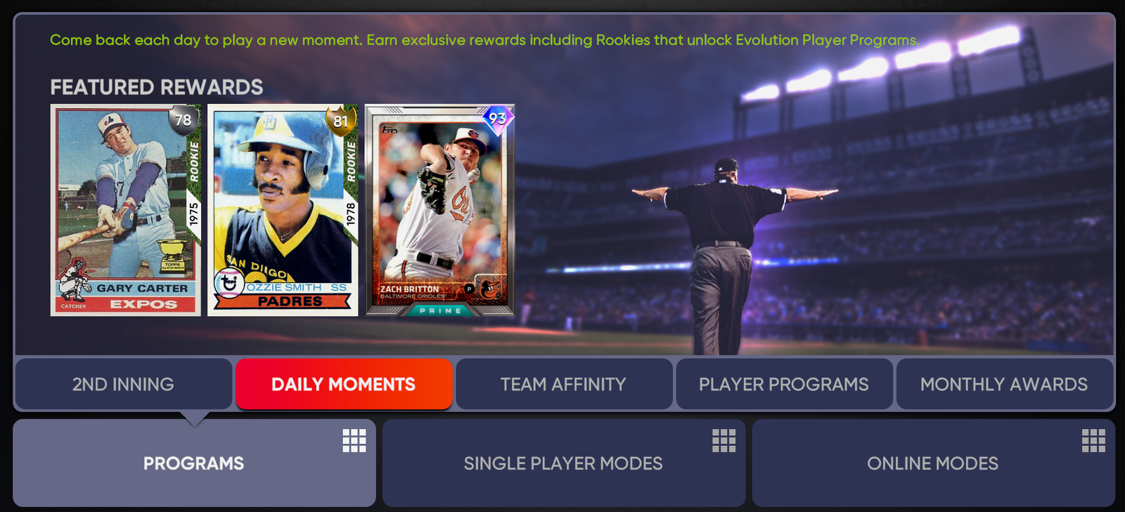 MLB The Show 21 June Daily Moments Program Rewards Choice Pack Evolution Rewind