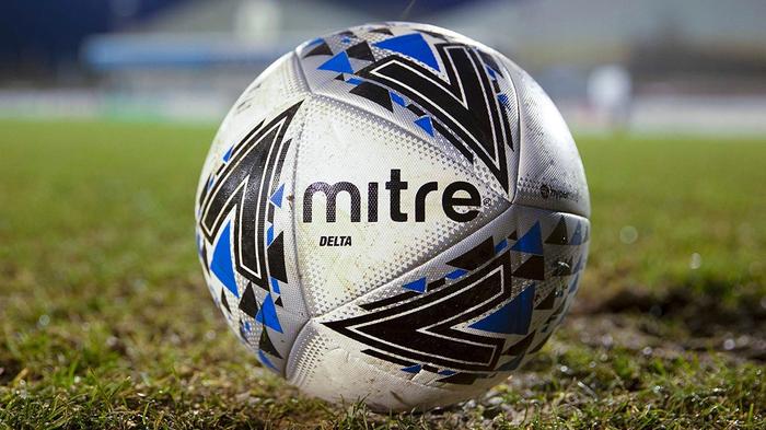 Best footballs Mitre product image of a white ball with blue, black, and silver accents.