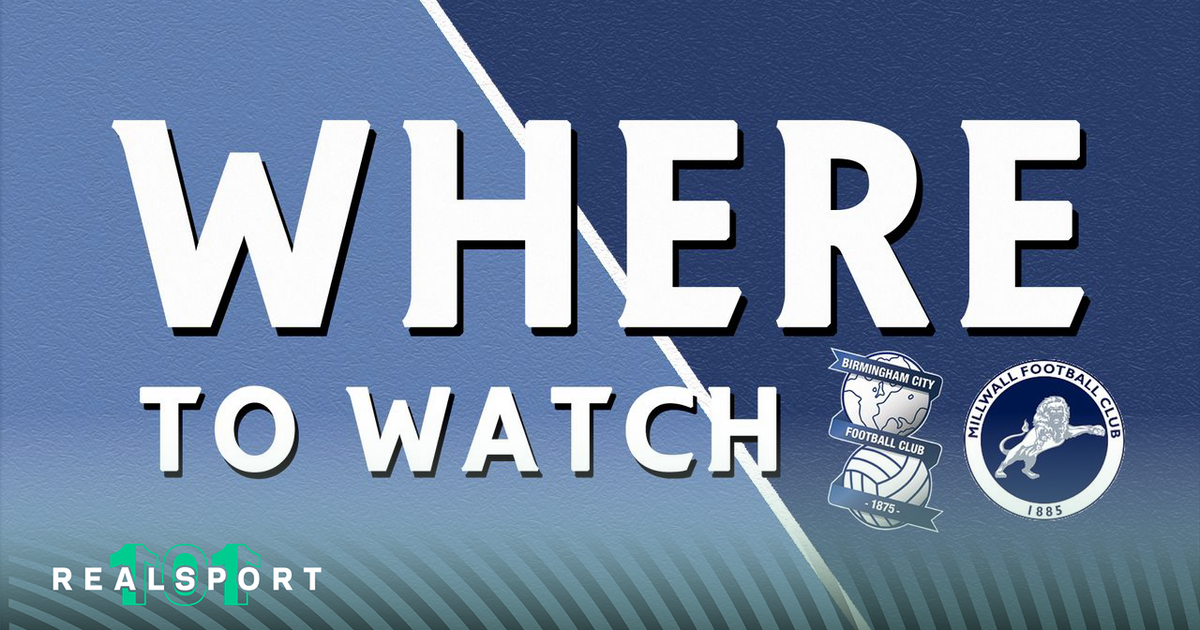 Birmingham and Millwall badges with Where to Watch text