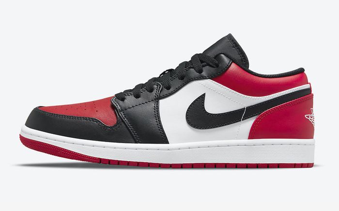 Best Air Jordan 1 product image of a red, white, and black pair of sneakers.