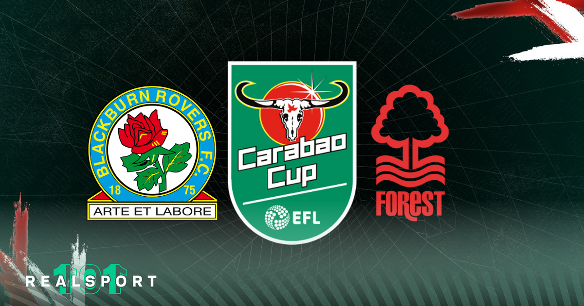 Blackburn and Nottingham Forest badges with Carabao Cup logo
