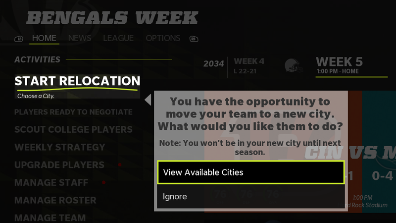 Madden 22 Relocation Guide - How to Relocate in Franchise Mode, All Cities  & Teams